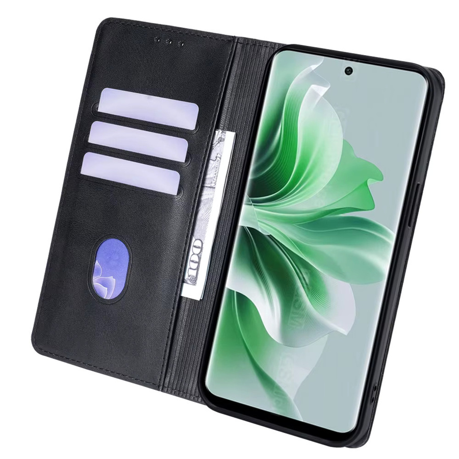 Magnetische Leder Handyhülle mit Kartenfächern und Standfunktion für OPPO Reno 11 10 9 8 7 Pro Plus Lite in Schwarz oder Braun - Bild 2