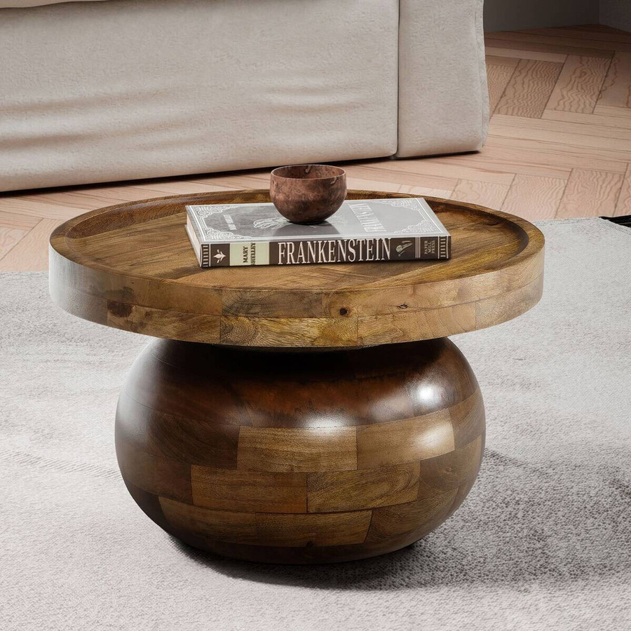 Wohnling Couchtisch aus Mango Massivholz in Braun, B/T/H: 50 x 50 x 30,5 cm - Bild 3