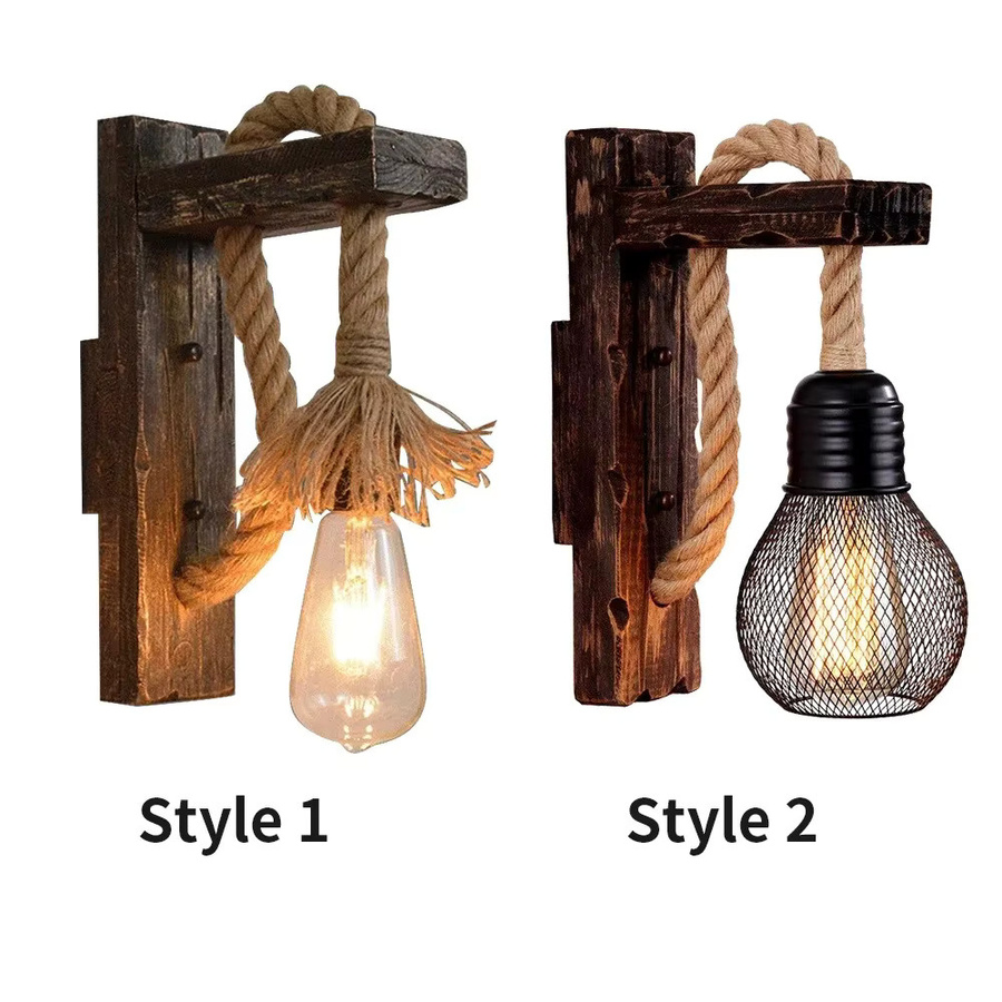 JOYINLED Retro Industrie Wandleuchte aus Holz mit transparentem Glas für Schlafzimmer und Flur - Bild 3