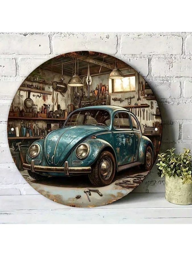 CIFBUY Vintage Metall-Blechschild Runde Wanddekoration im Retro-Design für Garage und Bar - Bild 4