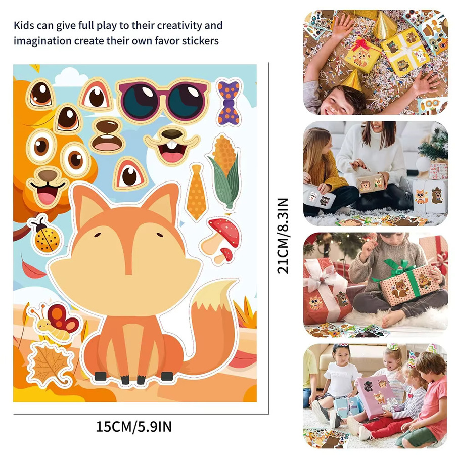 GOGOTU Tier Puzzle Aufkleber, Tiere, 8/16 Blätter - Bild 2