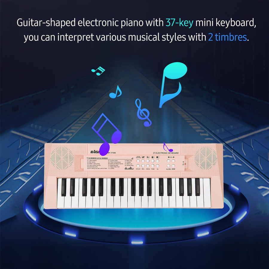 Igeteck Elektronisches Klavier, Mini-Tastatur, 37 Tasten, Rosa - Bild 2