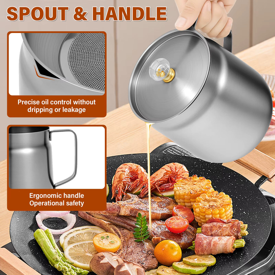 Willstar 3-in-1 Ölfiltertopf aus Edelstahl in Silber mit Frittierkorb und Sieb, 2 l - Bild 3