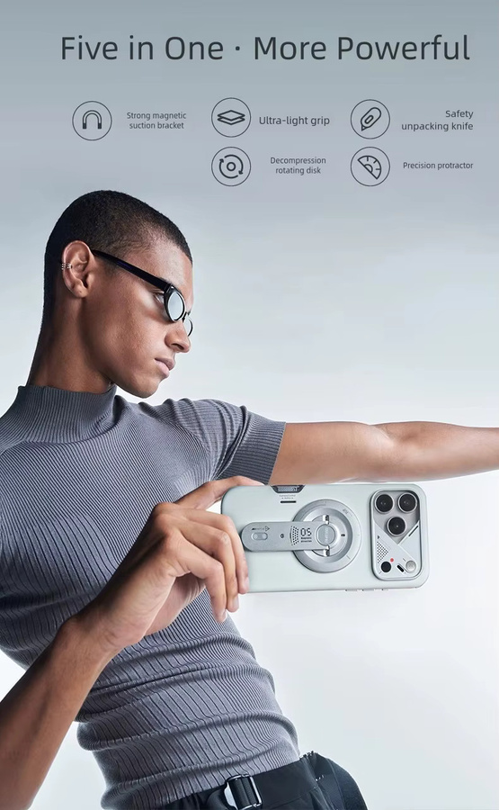 Aulumu G05 Air 5-in-1 magnetischer Telefonständer in Silber, abnehmbar und 360 Grad verstellbar mit Kastenöffner - Bild 2