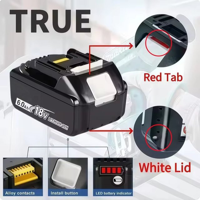 Makita 18V Lithium-Ionen-Ersatzakku 6000mAh in Blau für BL1860B BL1840 BL1850B BL1850 BL1860 und DDF487 - Bild 1