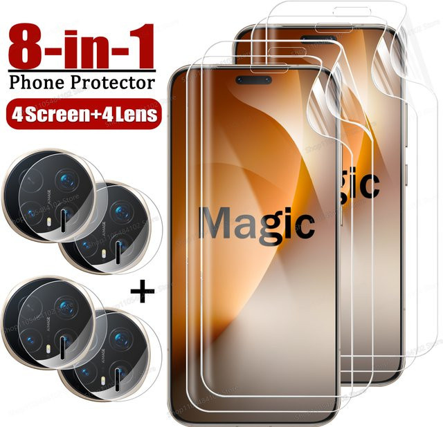 8-in-1 Slim Hydrogel Displayschutzfolie für Honor Magic 8, 7, 6, 5 Pro Lite und 8 Pro, transparent - Bild 1