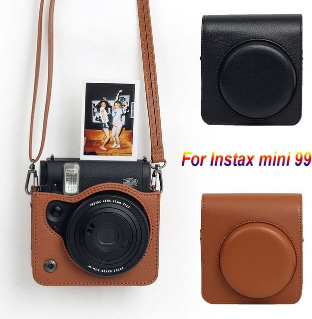 Fujifilm Instax mini 99 Tasche aus PU-Leder in Braun mit verstellbarem Riemen - Bild 1