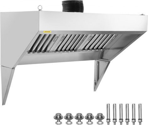 VEVOR Gewerbliche Dunstabzugshaube aus Edelstahl in Silber mit 3 abnehmbaren U-förmigen Ölfilternetzen, Breite: 180 cm, Tiefe: 76 cm, Höhe: 42 cm - Bild 1