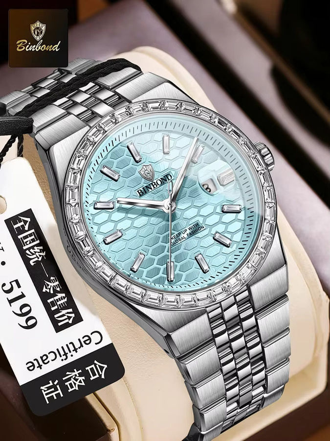BINBOND Armbanduhr Quarz, Edelstahl, Blau, Herren - Bild 7