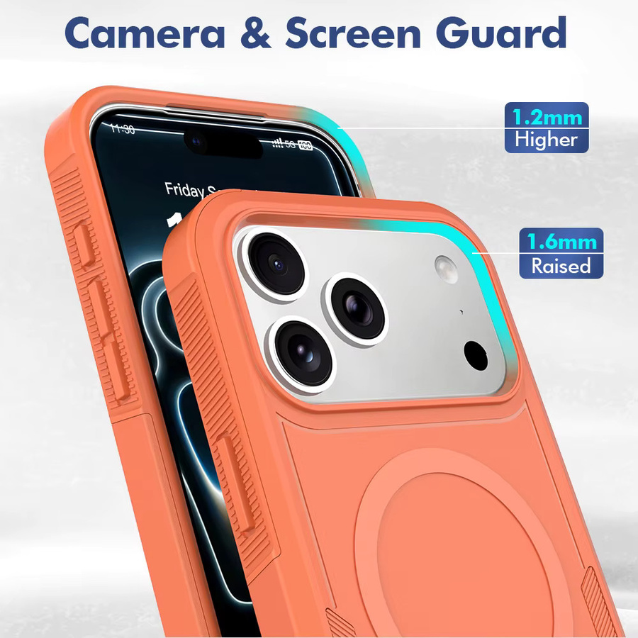 Cosmic Armor OTT magnetische Handyhülle für iPhone 16 15 14 Plus 13 Pro Max stoßfeste kabellose Lade-Schutzhülle in Blau und Orange - Bild 3