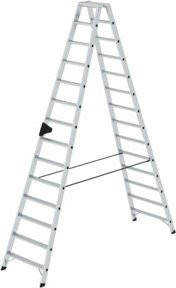 MUNK Günzburger Steigtechnik Aluminium Stufen-Stehleiter beidseitig begehbar mit 2 x 14 Stufen, Farbe: Silber, maximale Arbeitshöhe: 5 m - Bild 2