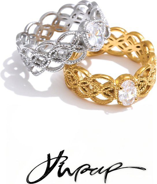 Yhpup Ring Edelstahl, Zirkonia, Silber, Unisex - Bild 1