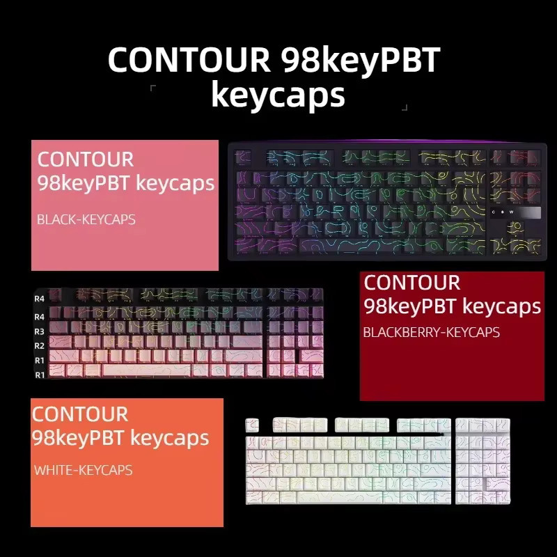 Contour KM97 PBT-Tastenkappen in Weiß und Multicolour für Attack Shark X68HE sowie MCHOSE ACE60/ACE68 magnetische Gaming-Tastaturen in Cherry-Profil - Bild 2