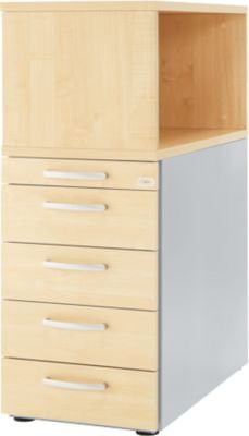 Schäfer Shop Genius Standcontainer mit Aufsatzregal, abschließbar, Ahorn/weißalu - Bild 1