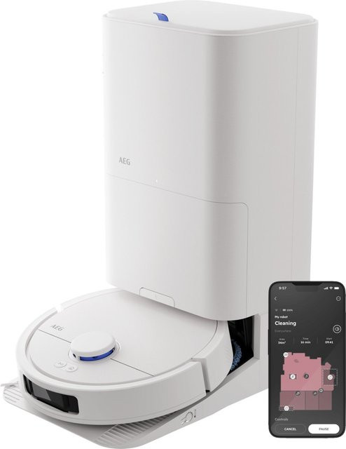 AEG Saug- und Wischroboter AR81UW3SW mit Laser-Navigation und Self-Cleaning-Dock in Shell White - Bild 1