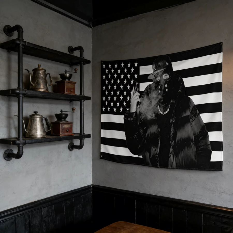Yeat Wandteppich mit USA-Flagge und Motiv, Schwarz, B: 91,44 cm, H: 60,0 cm - Bild 4