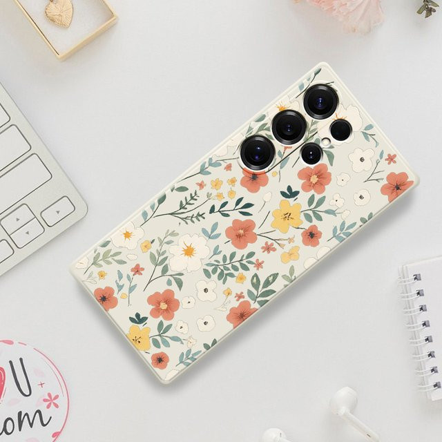 Elegante florale Silikonhülle für Samsung Galaxy S25 S24 S23 S22 S21 S20 Ultra Plus FE in Multicolour - Bild 1