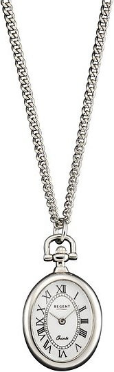 Regent Taschenuhr, Quarz, Edelstahl, Silber, Oval, Unisex - Bild 1