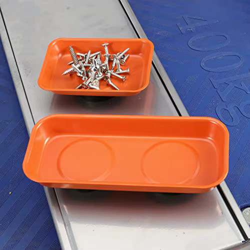 Magnetisches Magnet-Tablett Set aus Edelstahl in Orange für Schrauben und Muttern in Werkstatt und Garage - Bild 4