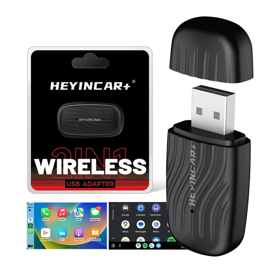 HEYINCAR 2-in-1 CarPlay Adapter und Android Auto Konverter für kabellose Verbindung via WLAN und Bluetooth, Schwarz - Bild 6