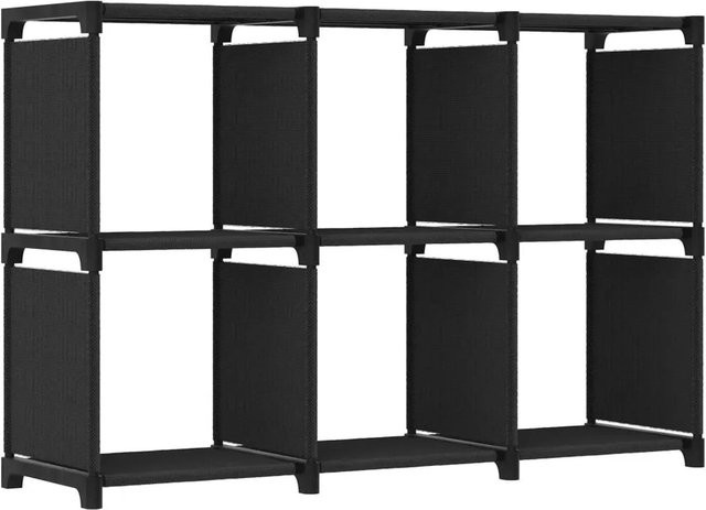 vidaXL Würfel-Regal mit 6 Fächern in Schwarz aus Stahl und Stoff, B/T/H: 103 x 30 x 72,5 cm - Bild 1