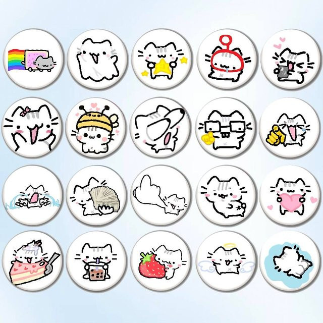 Bilibili Brosche, Weißblech, Metall, Katzen-Motiv - Bild 1