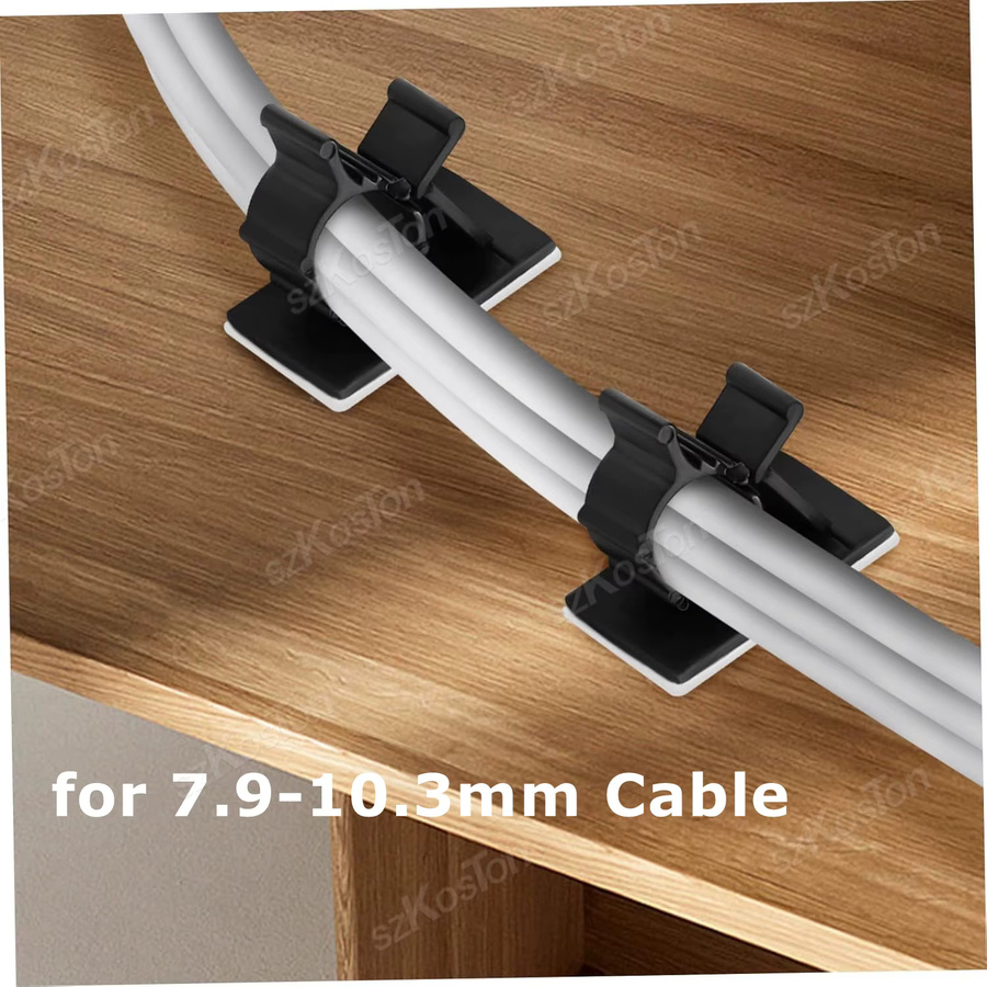 SZKOSTON Kabelklemmen aus Nylon in Schwarz, selbstklebende und wiederverwendbare Schnallen zur Kabelbefestigung für 7,9–10,3 mm Kabel - Bild 3
