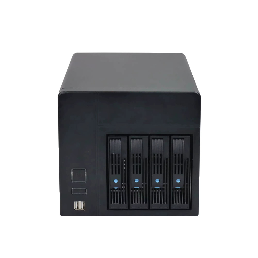 NAS-04 Mini-ITX NAS-Gehäuse für Home Storage Server mit 4x 3,5 Zoll Hot-Swap HDD und 2,5 Zoll SSD, Schwarz - Bild 2