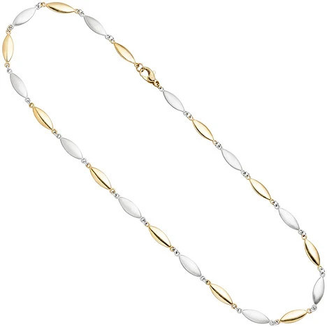 Colfem Halskette, 585 Gelbgold, Weißgold, bicolor, matt, 45 cm, Unisex - Bild 1