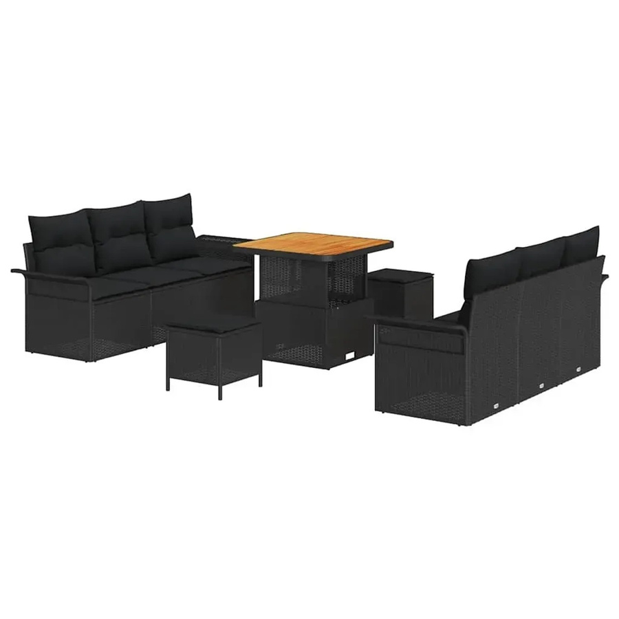 vidaXL Garten-Sofa-Set 9-teilig aus Poly-Rattan in Schwarz - Bild 2