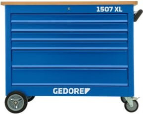 Gedore Rollwerkbank in Blau mit 6 Schubladen und Lochwand aus Stahlblech - Bild 1