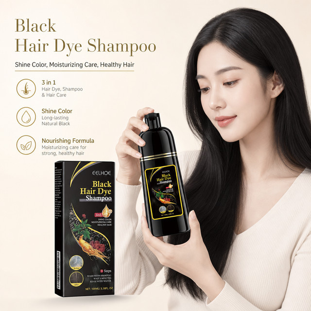 eelhoe 3-in-1 Haarfärbeshampoo Schwarz, Ginseng, Unisex - Bild 1