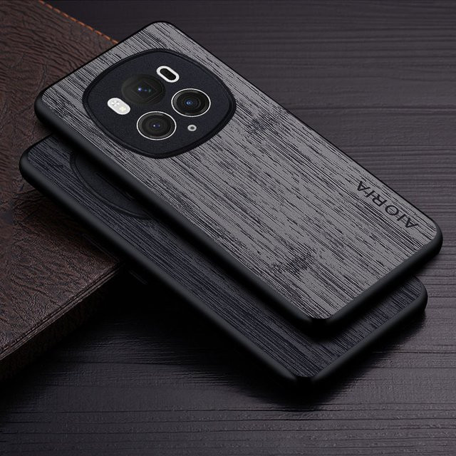 Luxus Handyhülle aus Bambus Holz Muster und Leder für Honor Magic 6 Pro sowie Honor Magic 6 Lite in Braun oder Türkis - Bild 1