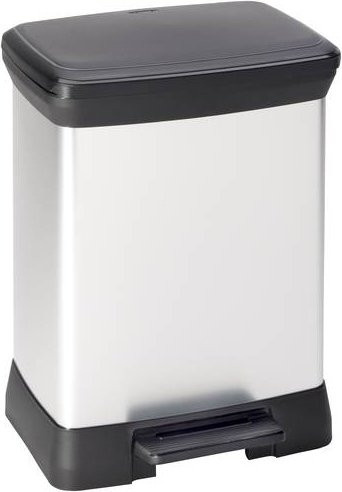 Curver Decobin Duo Mülleimer mit Fußpedal Silber Metallic, 30 l, H x B x T: 51,0 x 29,0 x 39,0 cm - Bild 1