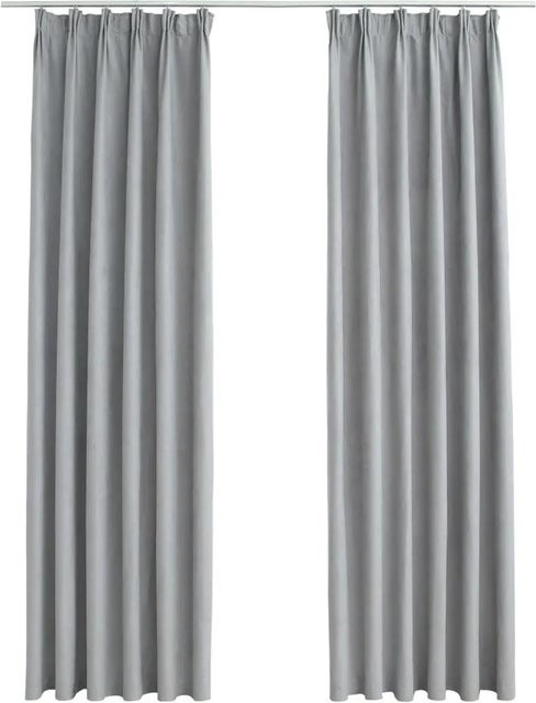 vidaXL Verdunkelungsvorhänge mit Haken, 2er-Set, Grau, B: 140 cm, H: 175 cm - Bild 1