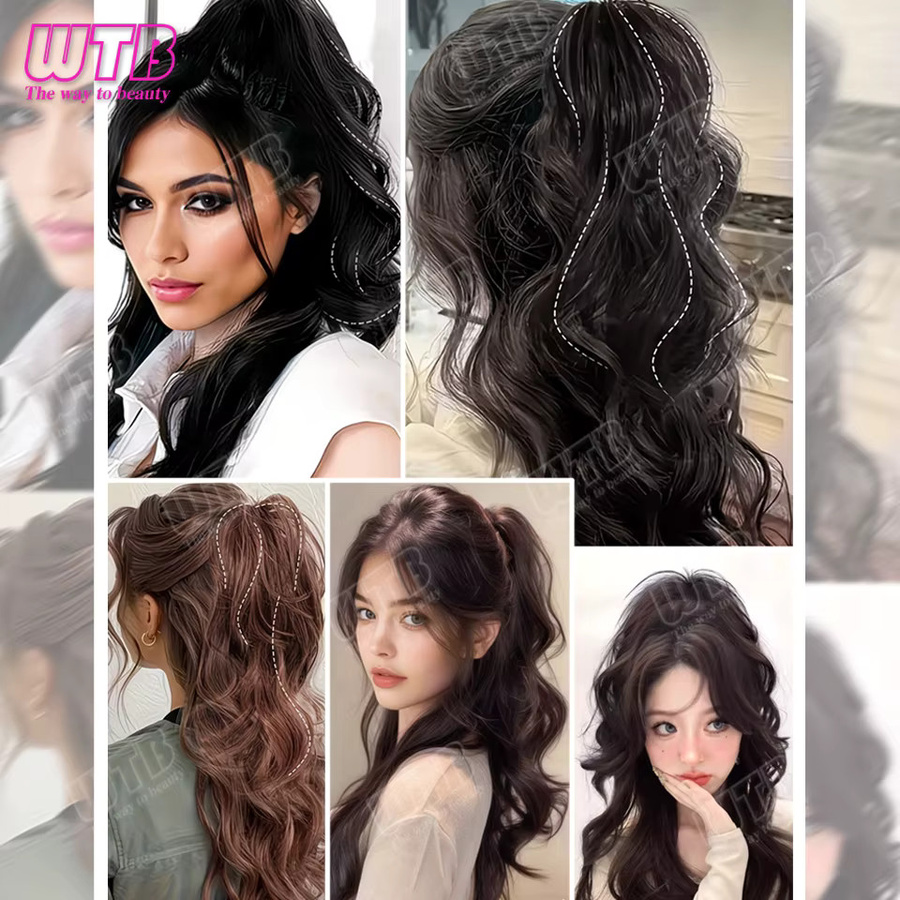 WTB Halb-Ponytail-Perücke, synthetisch, lockig, Damen - Bild 4