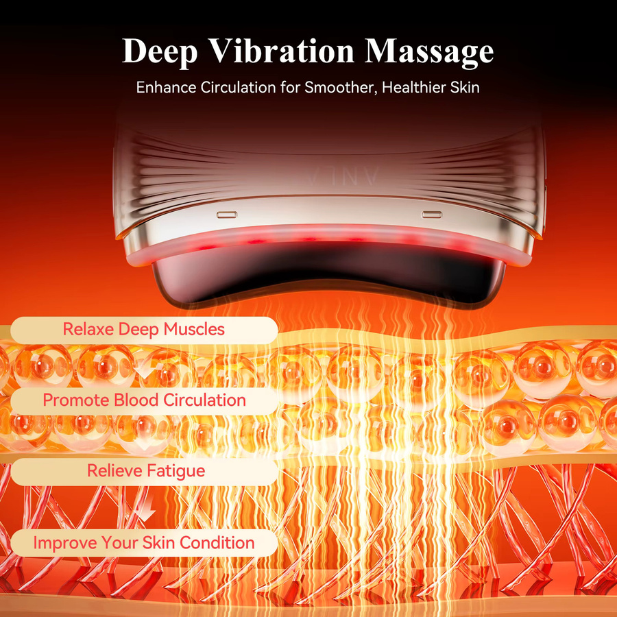 ANLAN 2-in-1 Gua Sha Massagegerät, Jade-Massagekopf, LED, Mikrostrom, Unisex - Bild 5