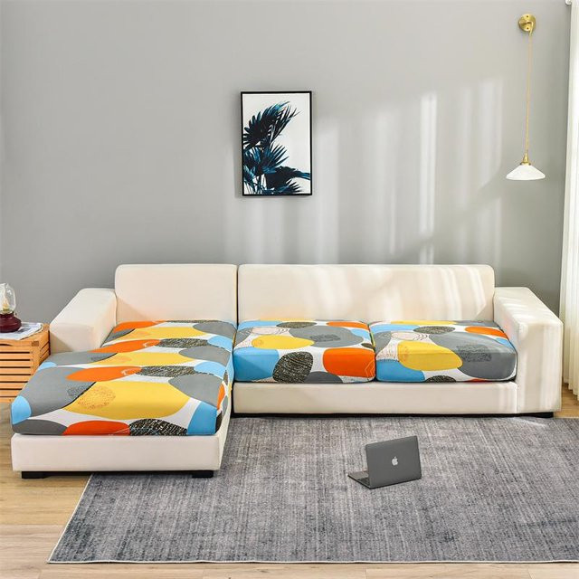 Elastische Blumen-Sofa-Sitzkissenbezüge von Yiran bag in Multicolour, dehnbarer und rutschfester Couchbezug für Sessel und L-Form Sofas, Größe S - Bild 1