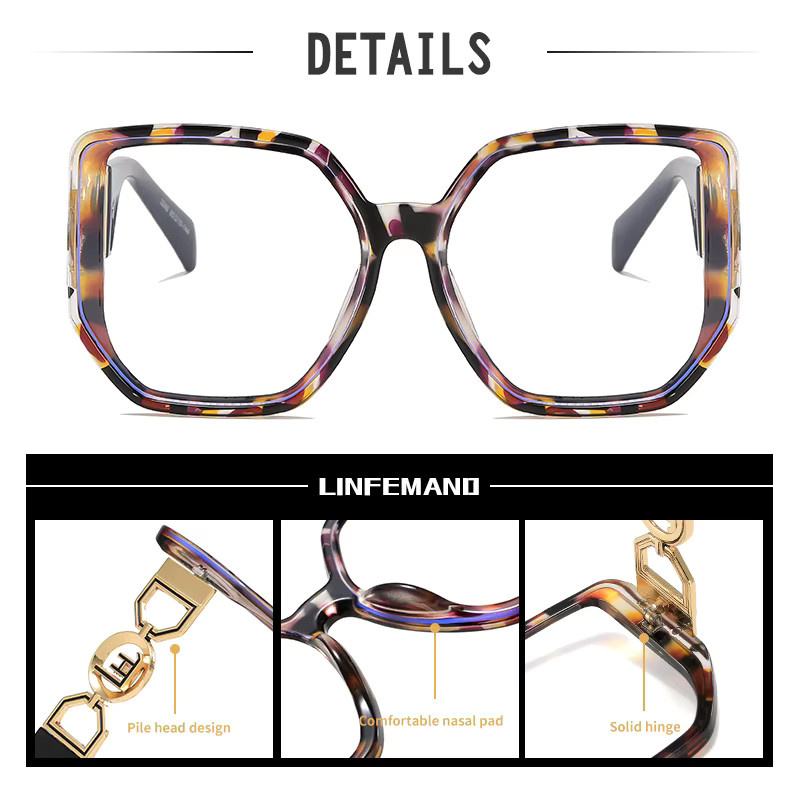 LINFEMAND Korrektionsbrille, quadratisch, Vollrand, Kunststoff, multicolor, Damen - Bild 2