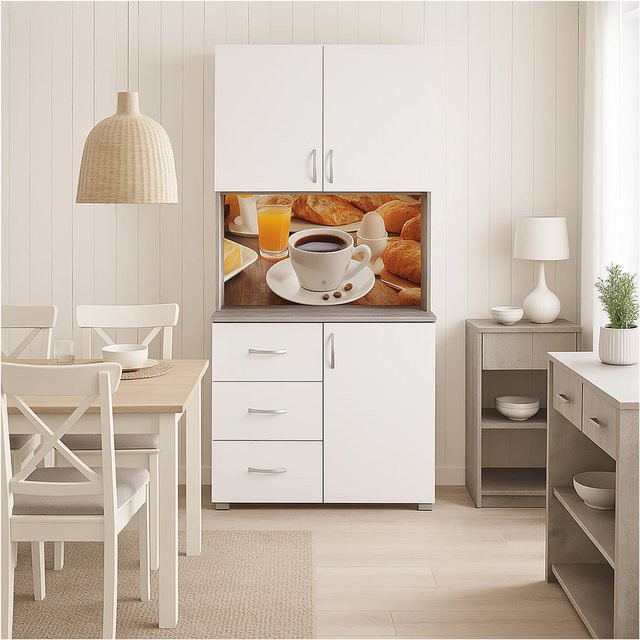 HTI-Living Küchenbuffet Blanca Bistro mit 3 Schubladen in Weiß - Bild 1