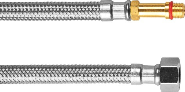 LUX-TOOLS Flexschlauch für Armaturen aus Edelstahl in Chrom/Silber, G 3/8 Zoll x M10, Länge: 35 cm - Bild 1