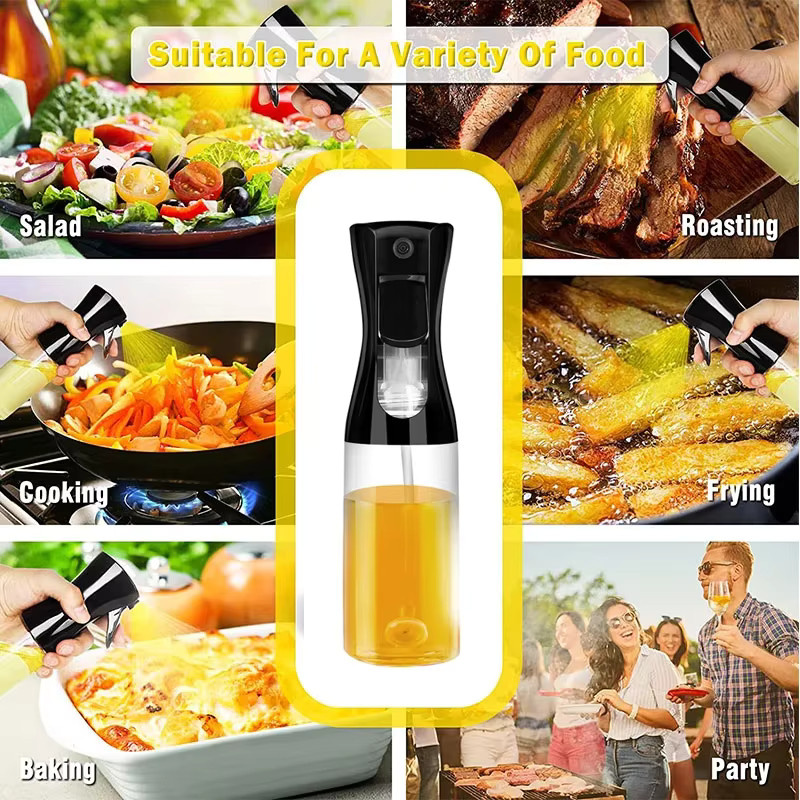 HOCOSHINE Ölsprühflasche in Schwarz und Transparent mit 200 ml Fassungsvermögen für Küche, Grillen und Camping - Bild 3
