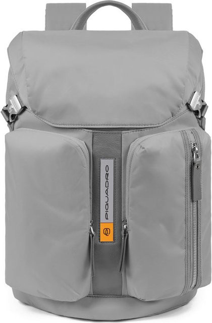 Piquadro PQ-Bios Laptoprucksack für 15,6 Zoll mit Überschlag und zwei Fronttaschen in Hellgrau - Bild 1