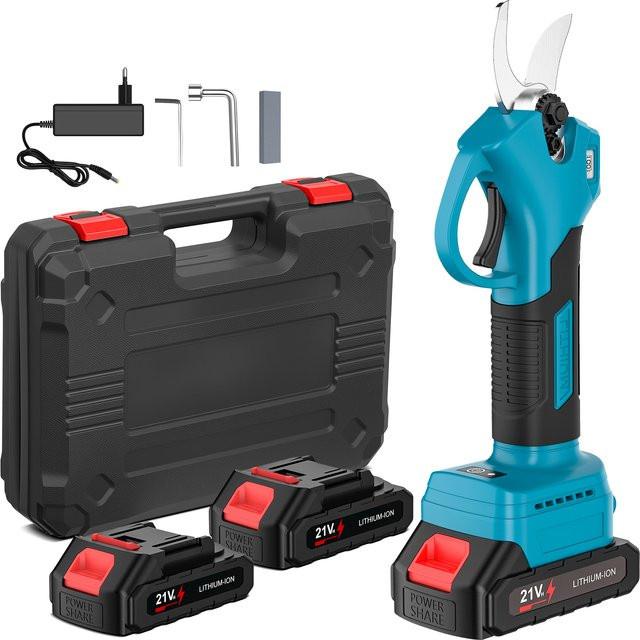 Seeiswork Elektrische Astschere Blau, 1000W bürstenlos und kabellos mit 21V Akku für Garten und Obstbäume - Bild 1