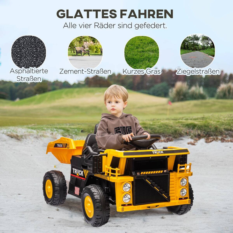 AIYAPLAY Elektrischer Traktor Kinder-Elektroauto mit Schaufel Gelb 3-5 Jahre - Bild 5