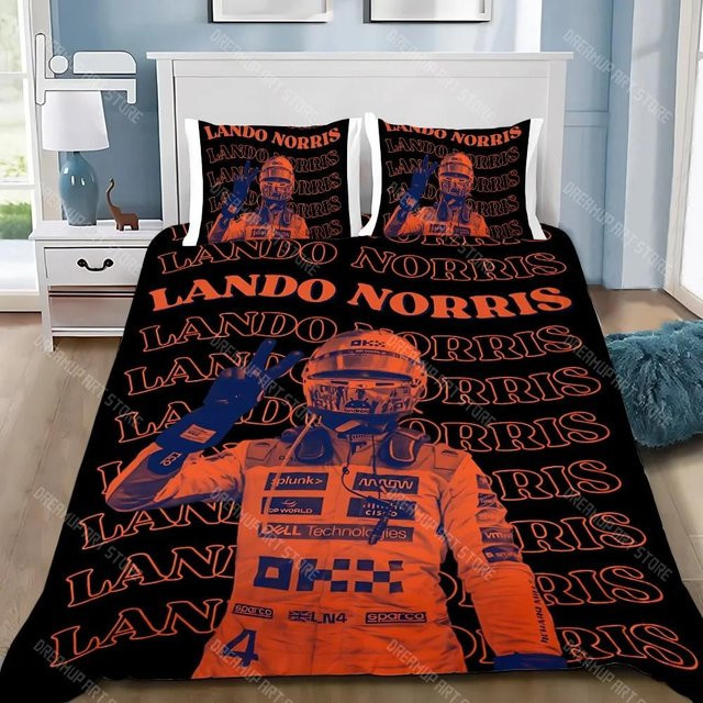 Bettwäscheset mit Lando Norris Motiv aus Mikrofaser, Schwarz, B/H: 140 x 200 cm - Bild 1
