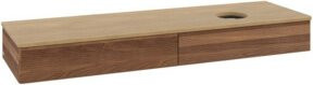 V&B Waschtischunterschrank Antao mit Frontstruktur und Beleuchtung in Warm Walnut, B: 160 cm, T: 50 cm - Bild 1