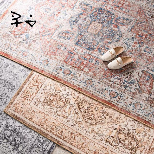 VIKAMA Retro Teppich mit abstraktem Design, waschbar und rutschfest, Mehrfarbig, B: 120 cm, T: 80 cm - Bild 1