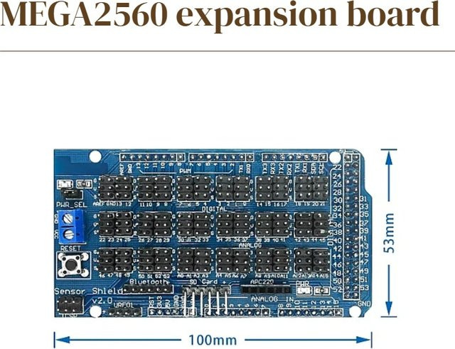 Arduino MEGA Sensor Shield V1.0 V2.0 Erweiterungsmodul für MEGA 2560 mit Bluetooth und SD-Slot in Blau - Bild 1
