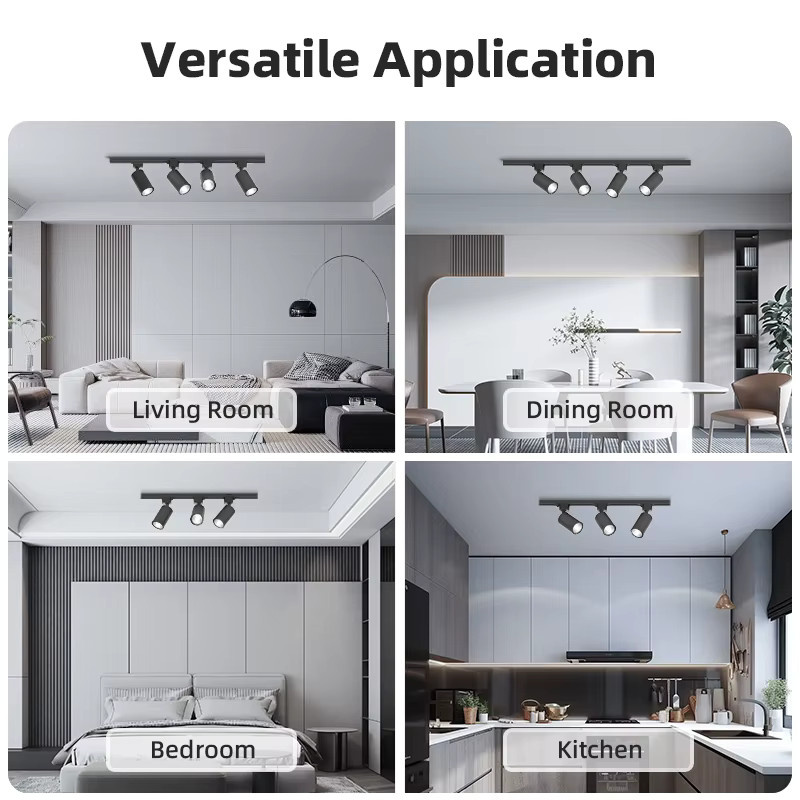 CHENBEN LED-Schienenbeleuchtungsset in Schwarz mit GU10-Glühbirnen und COB-LED-Strahler für Wohnzimmer und Schlafzimmer - Bild 6